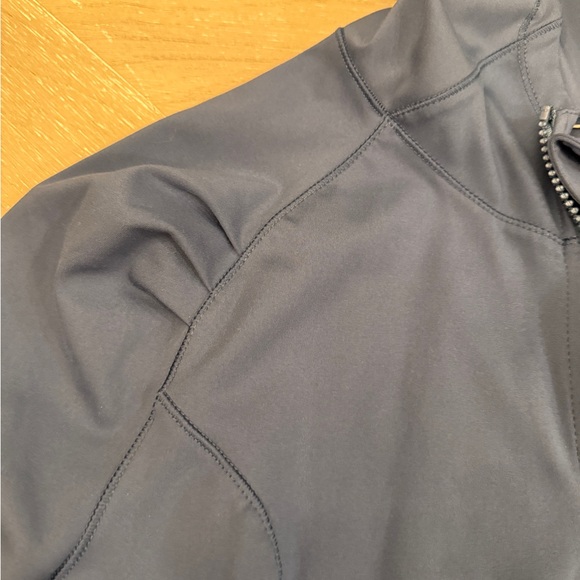 Women's Navy Blue Hooded Jacket with Thumbholes Fitted Silhouette  Athleisure - Picture 5 of 10